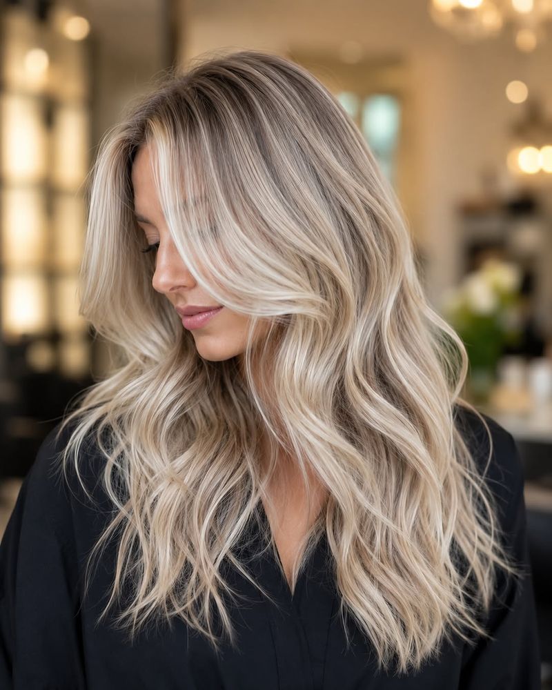 2. Rooted Ash Blonde Waves