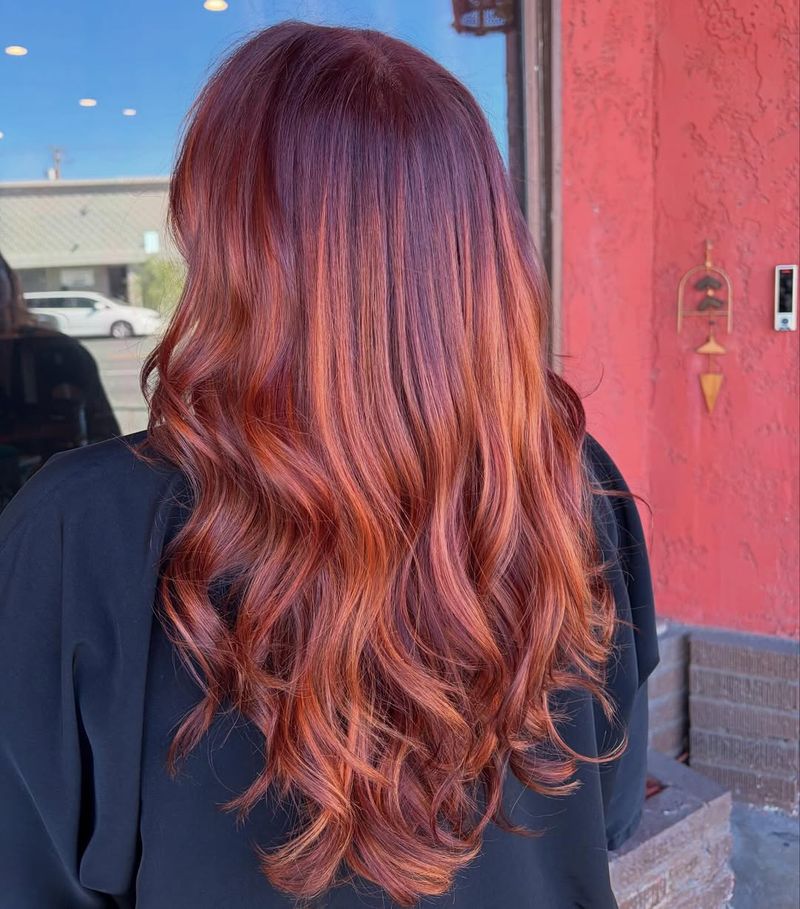 38. Rooted Burgundy and Copper Balayage