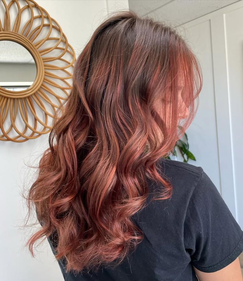 49. Rosewood Waves with Copper Face-Framing Highlights
