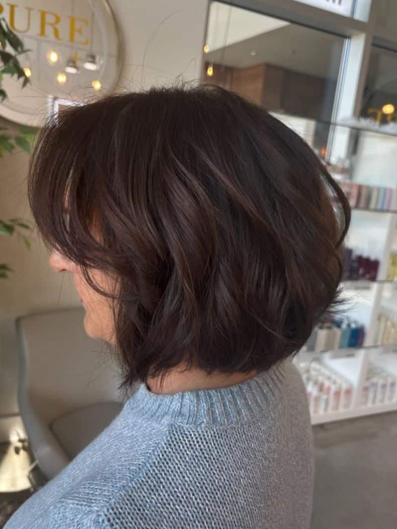 17. Rounded Stacked Bob with Soft Fringe