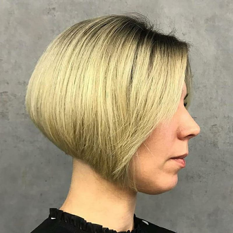 12. Shadow Root Blonde Inverted Bob