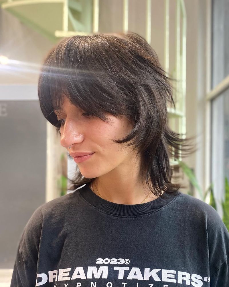 9. Shaggy Dark Brown Mullet