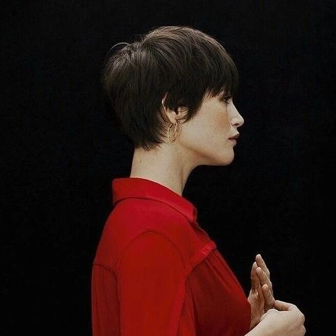 30. Side-Swept Brunette Crop with Tapered Neck