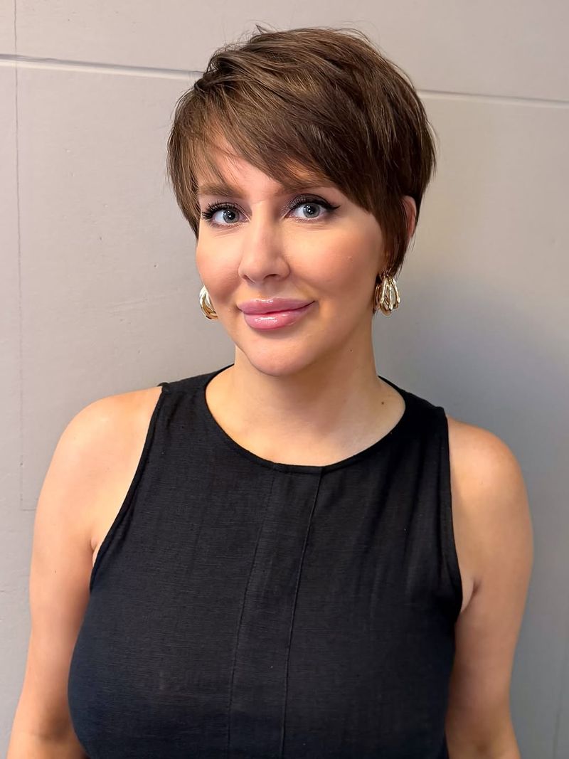 61. Side-Swept Brunette Crop