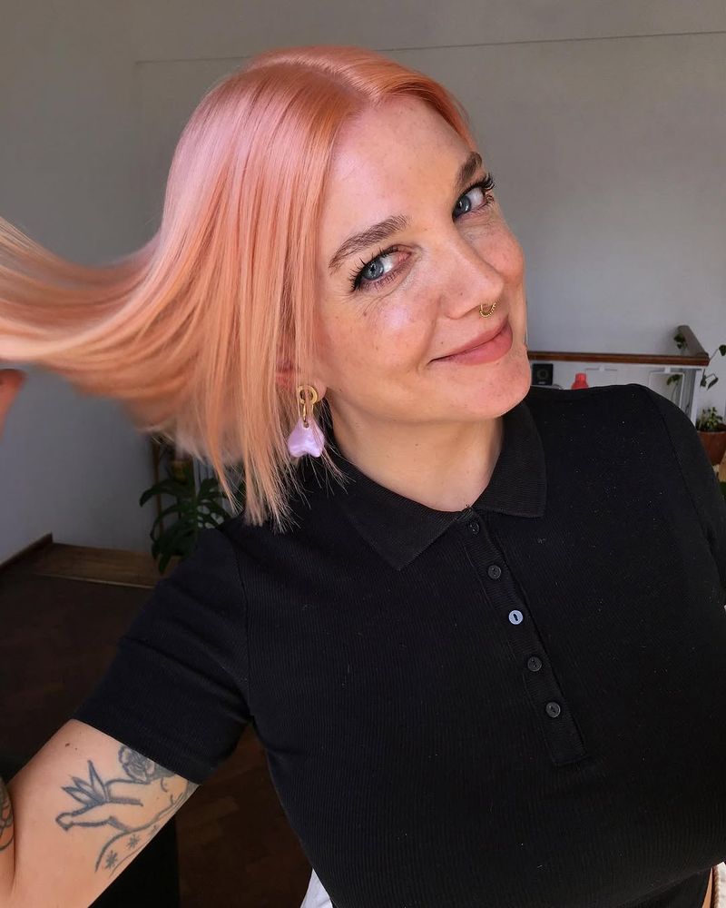 22. Silky Pastel Peach Bob