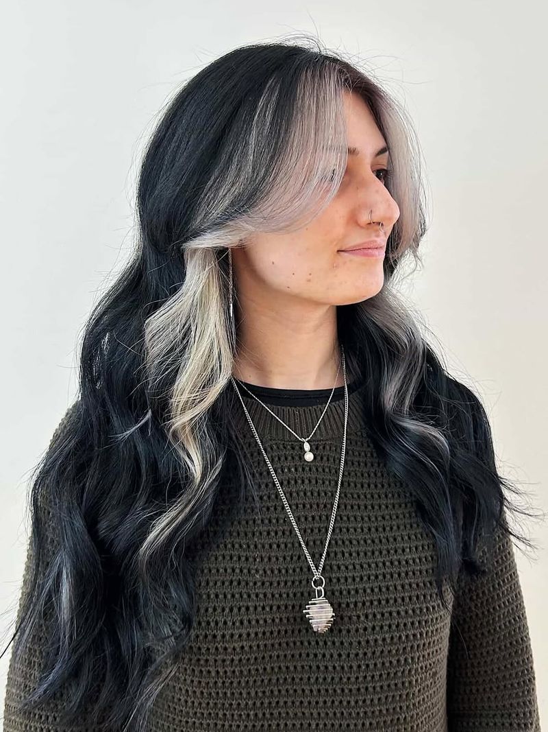 22. Silver Money Piece with Jet Black Waves