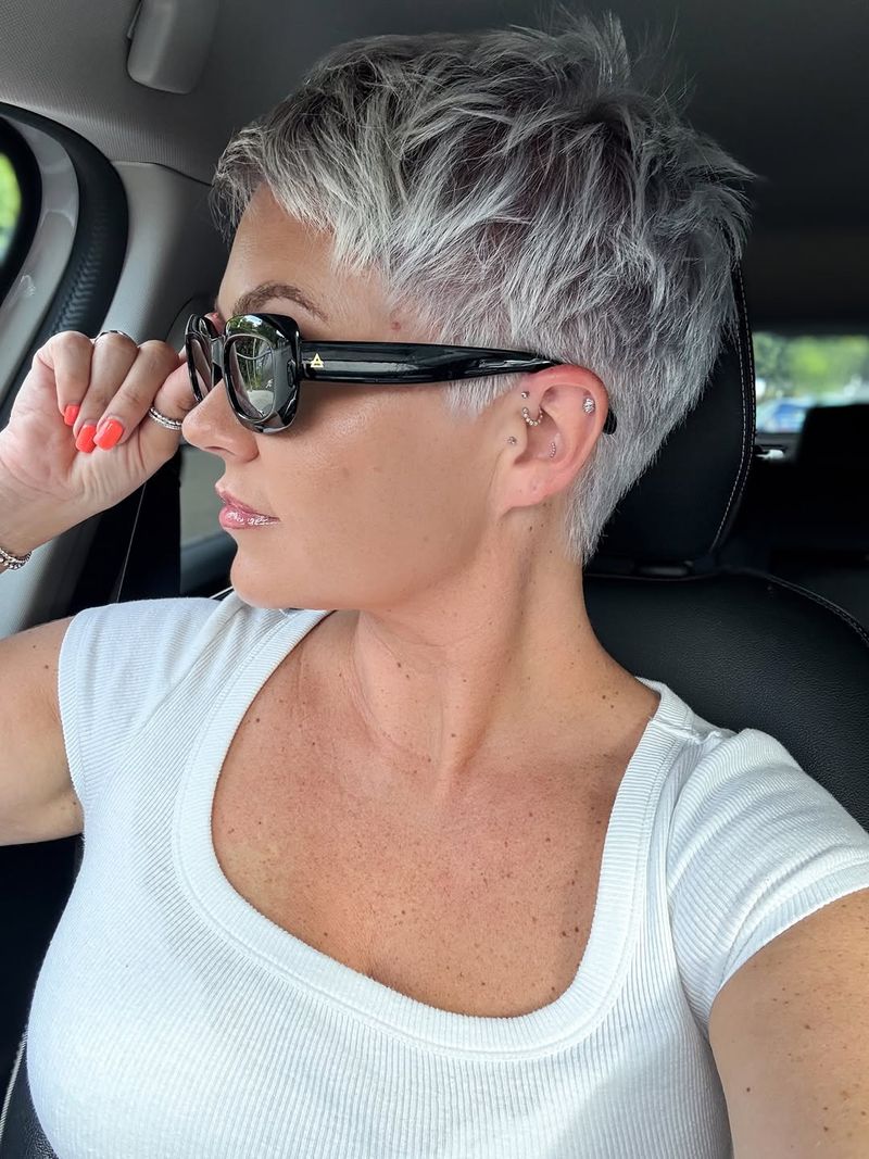 27. Silver Spiked Crop with Tapered Sides