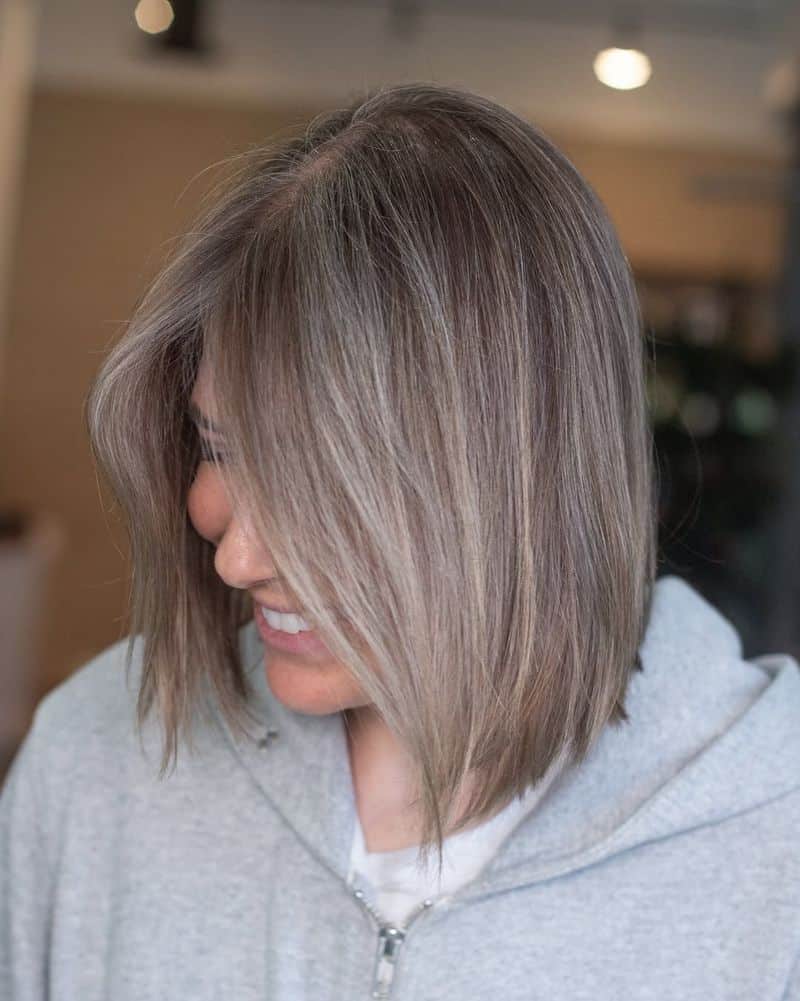 45. Silvery Ash Balayage Bob
