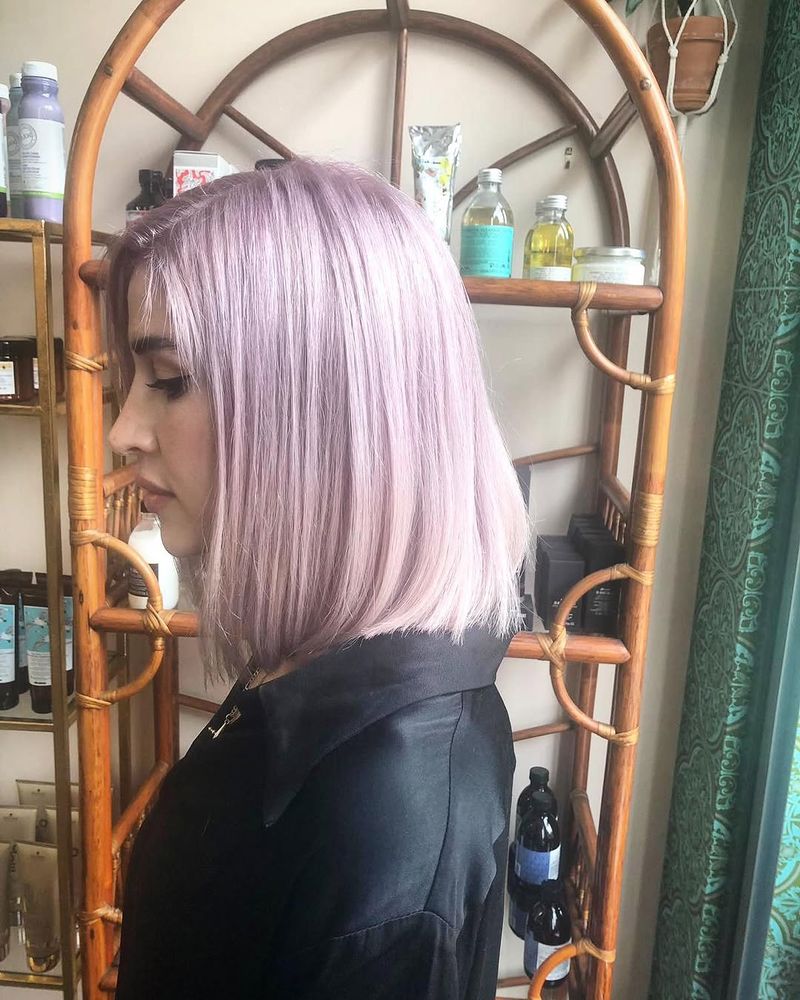 11. Silvery Pastel Blunt Bob