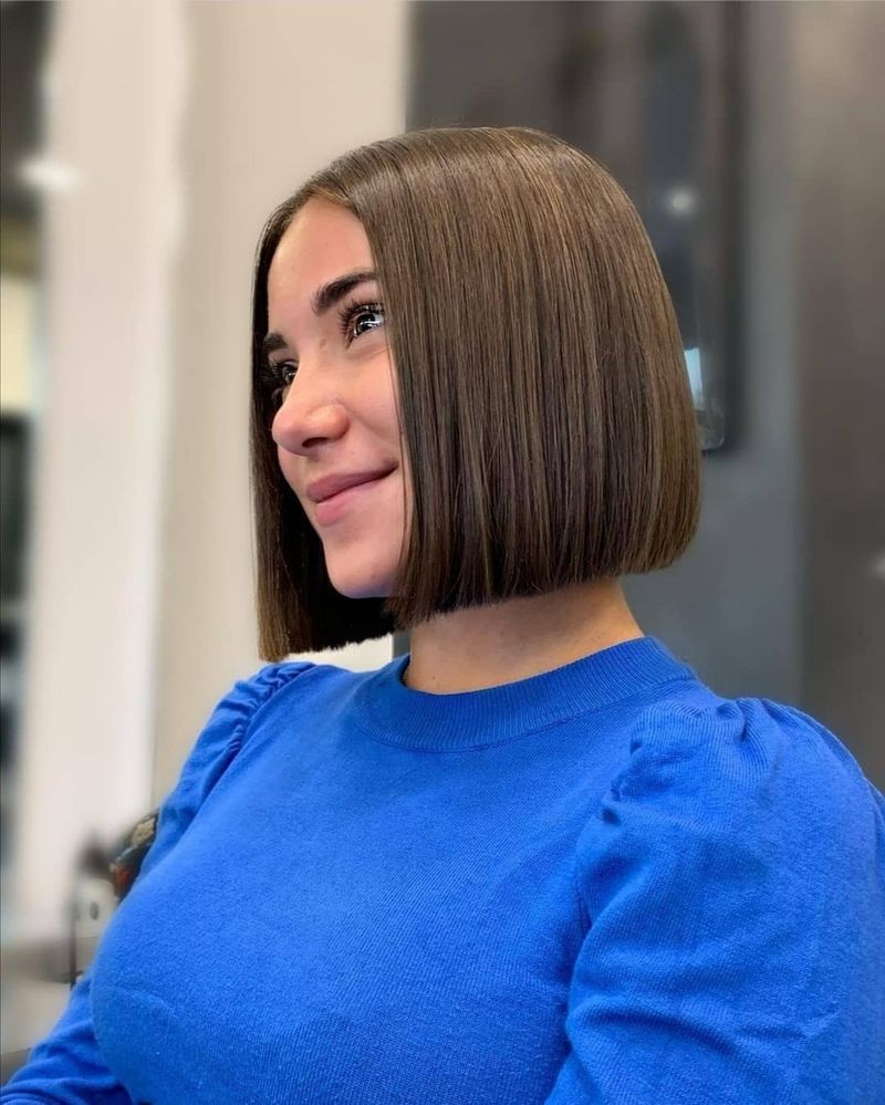 24. Sleek Blunt Chestnut Bob