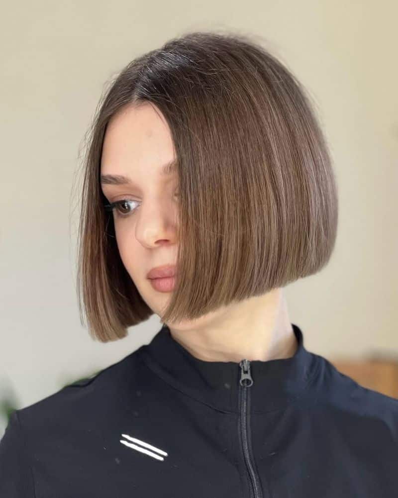 38. Sleek Blunt-Cut Brown Bob