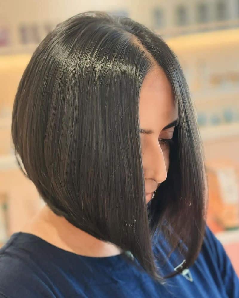 41. Sleek Center-Parted Angled Bob