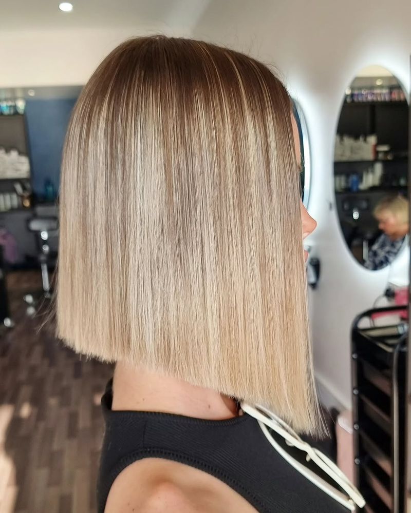 46. Sleek Honey Blonde Blunt Angle