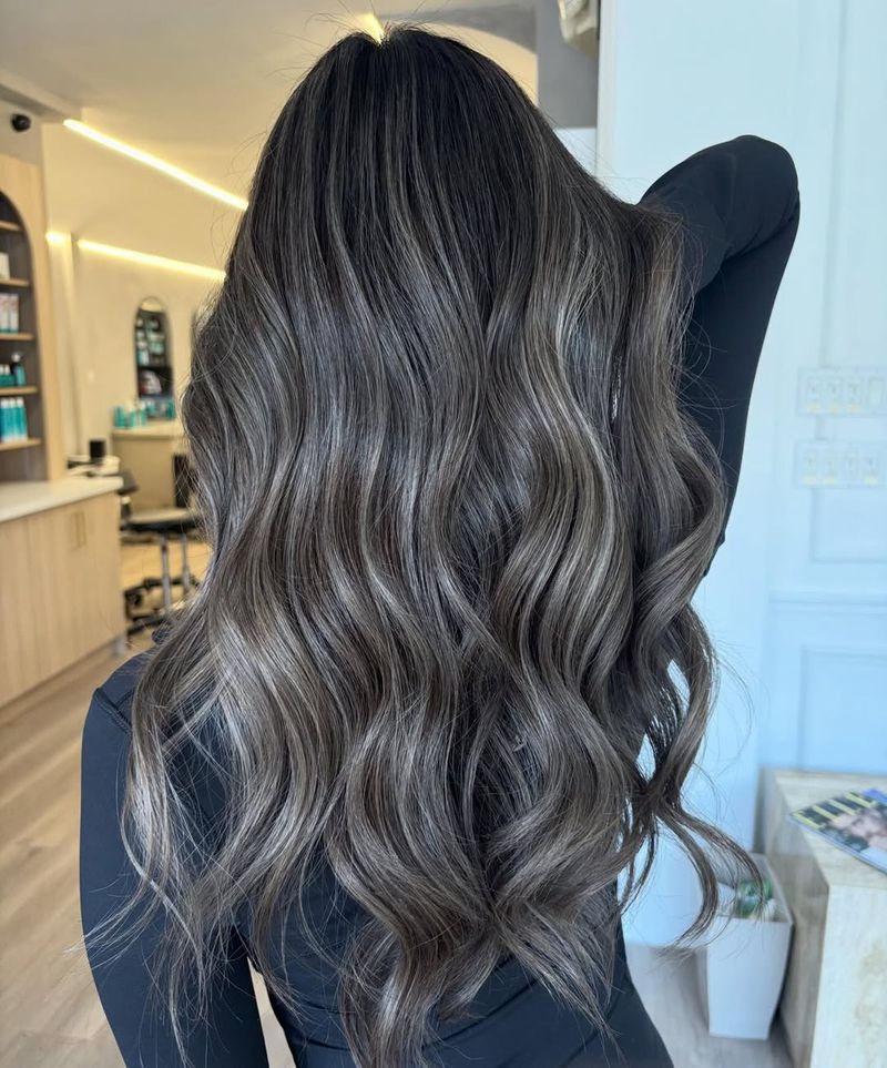 49. Smoked Silver Balayage Waves