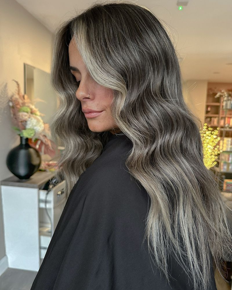 13. Smoky Ash Blonde and Dark Charcoal Waves