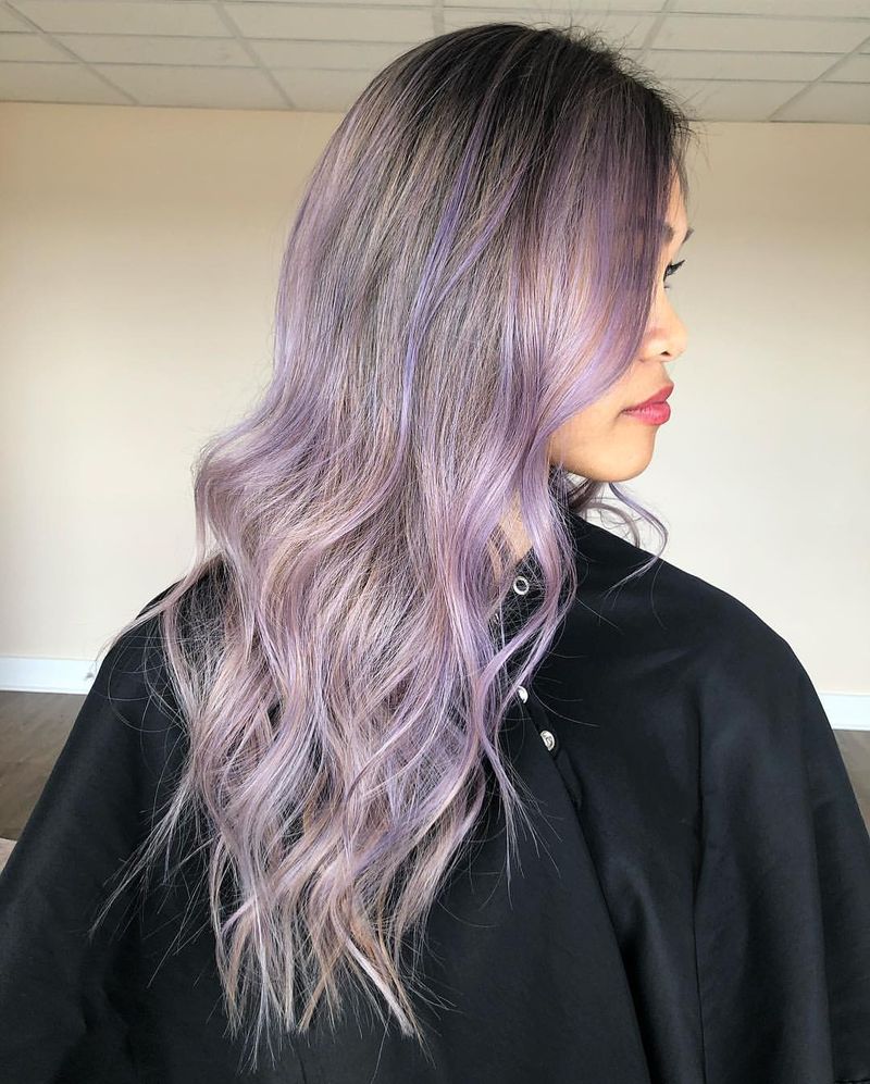 42. Smoky Lavender Balayage