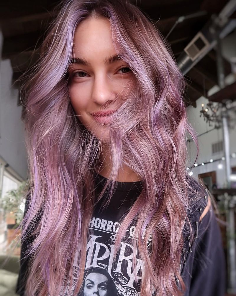 42. Smoky Lilac Face-Framing Waves