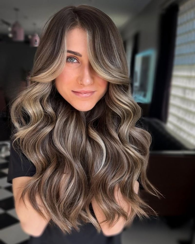 25. Smoky Mushroom Waves with Bright Platinum Money Pieces