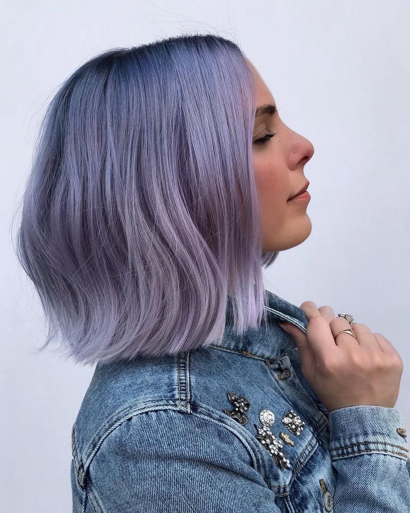 41. Smoky Periwinkle Blunt Bob