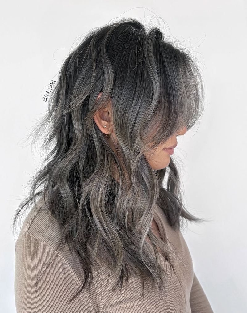 6. Smoky Shag with Soft Curtain Fringe
