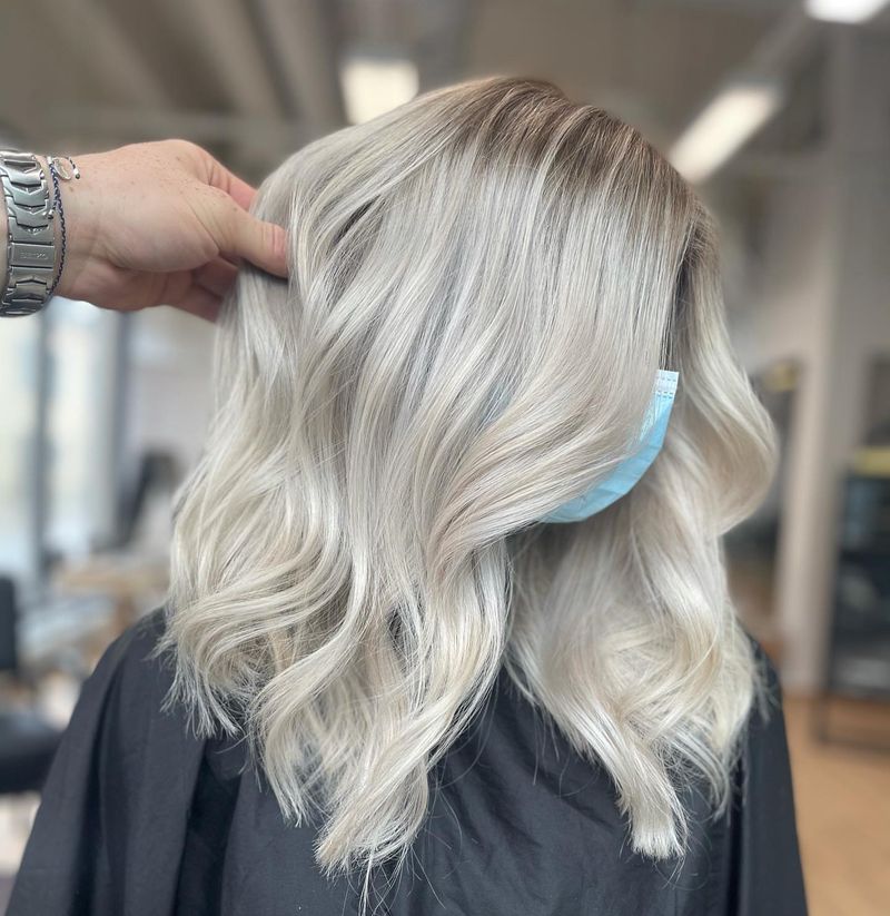 23. Smoky Silver Waves with Shadow Roots