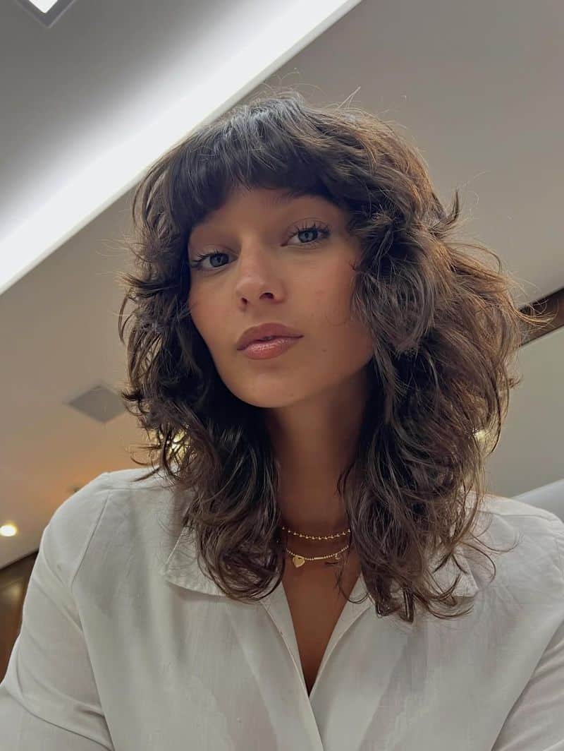 3. Soft Brown Wolf Cut with Textured Fringe