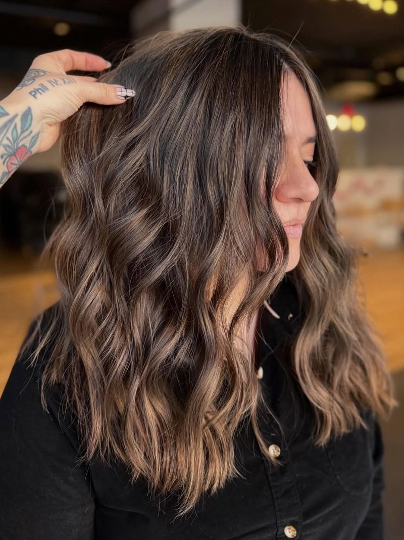 18. Soft Dimensional Brunette and Silver Balayage