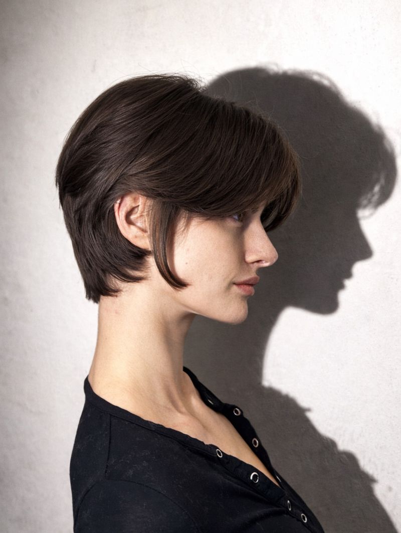 32. Soft Layered Brunette Pixie