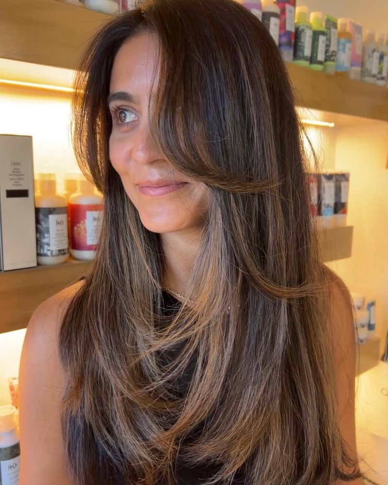 45. Soft Rachel Layers with Chestnut Highlights
