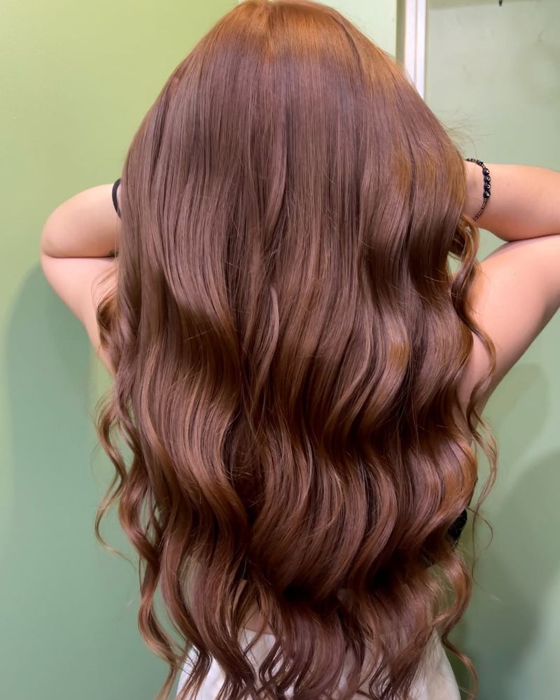 28. Soft Rose Gold Auburn Waves