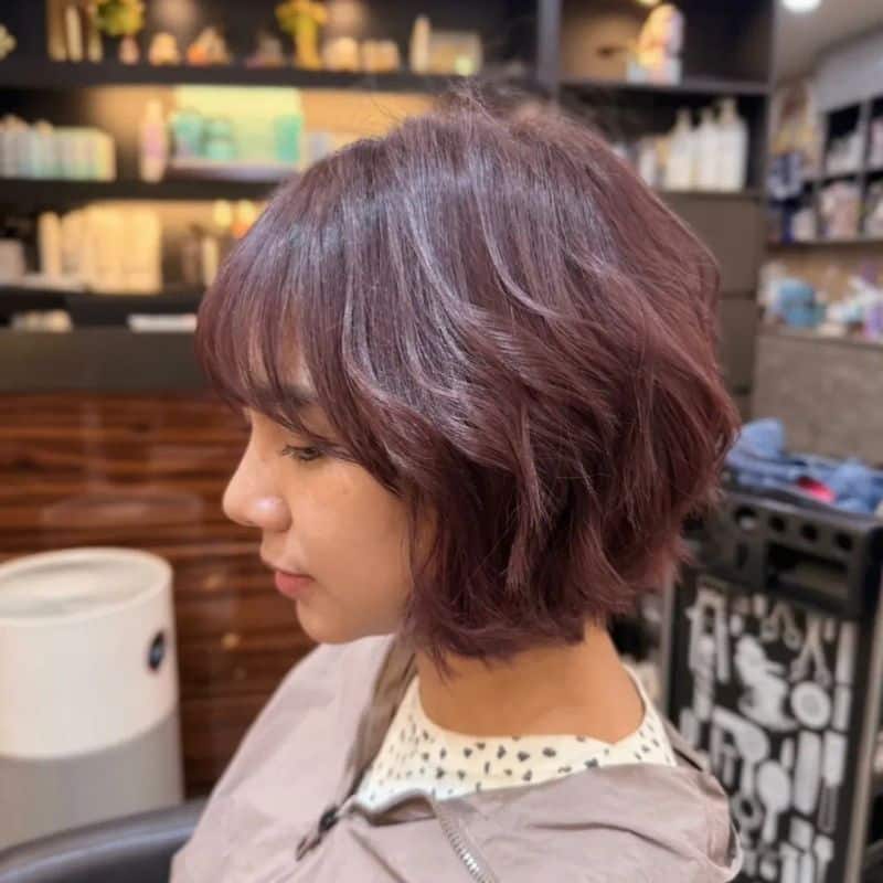 5. Soft Textured Burgundy Bob