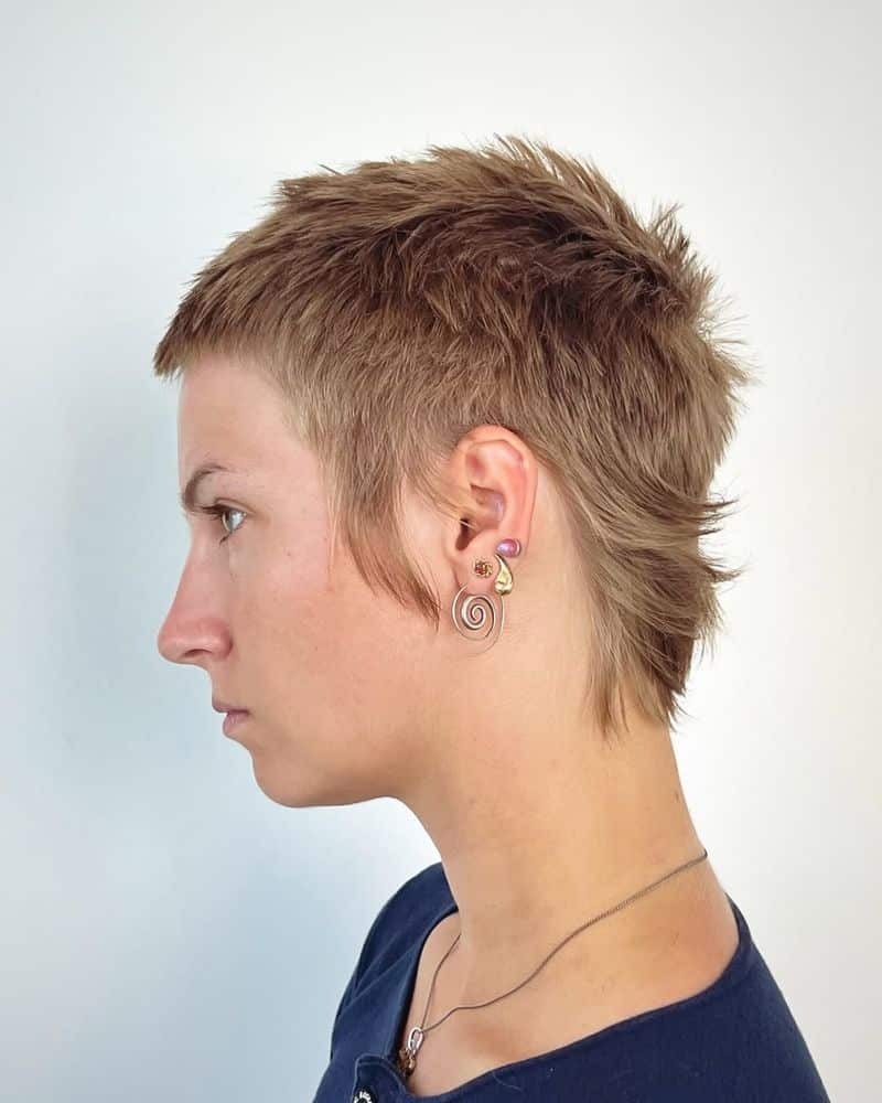 45. Spiky Micro-Bangs with Tapered Nape