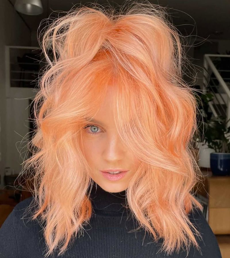 2. Spun-Sugar Peach Half-Up Crown