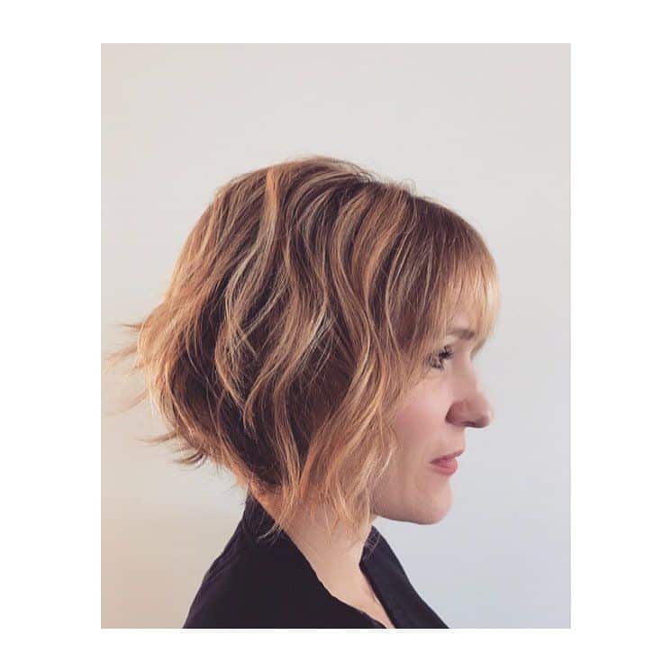 14. Stacked Blonde Bob with Wispy Bangs