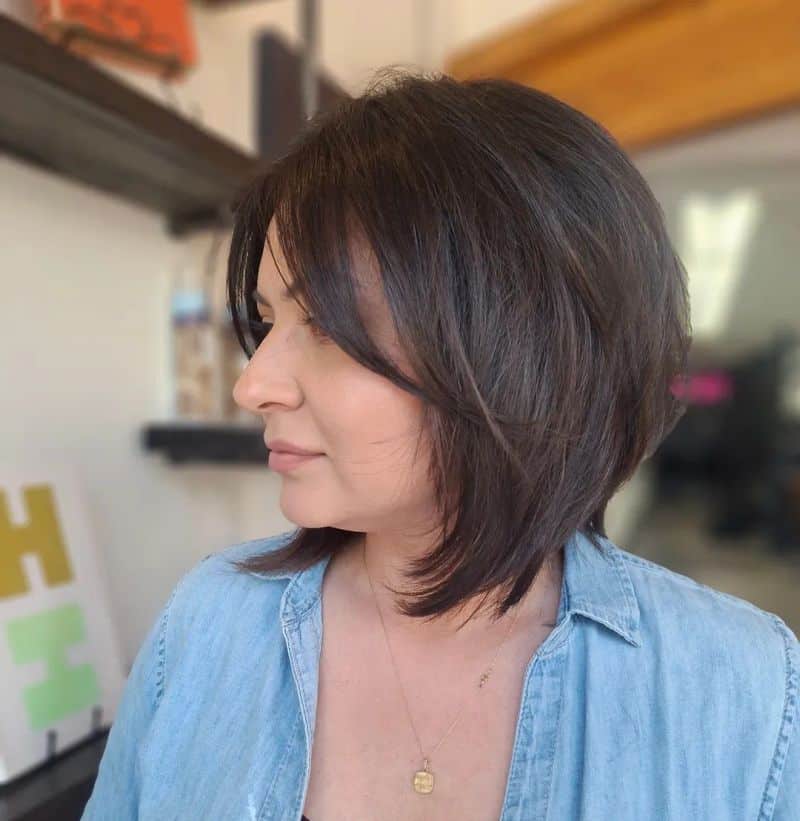 39. Stacked Bob with Soft Fringe