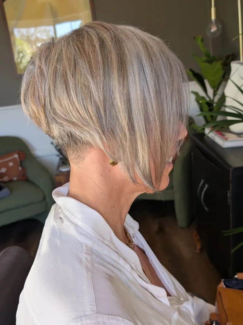 49. Stacked Silver Bob with Undercut Nape