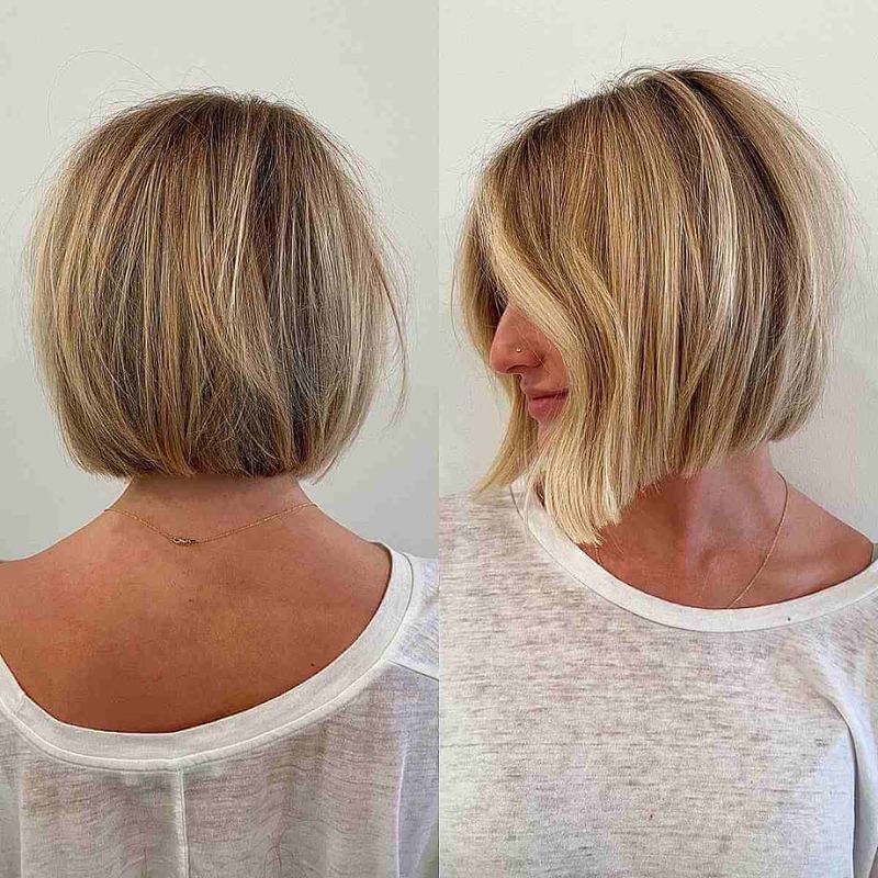 24. Subtle A-Line Golden Blonde Bob