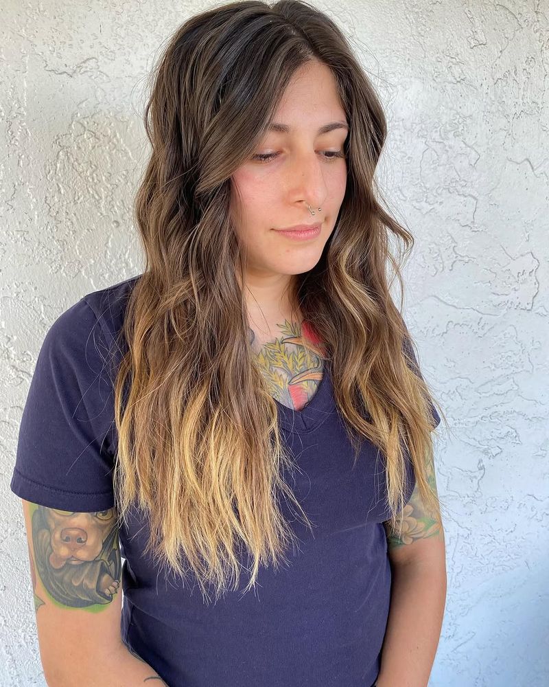 39. Sun-Kissed Ombre with Long Feathers