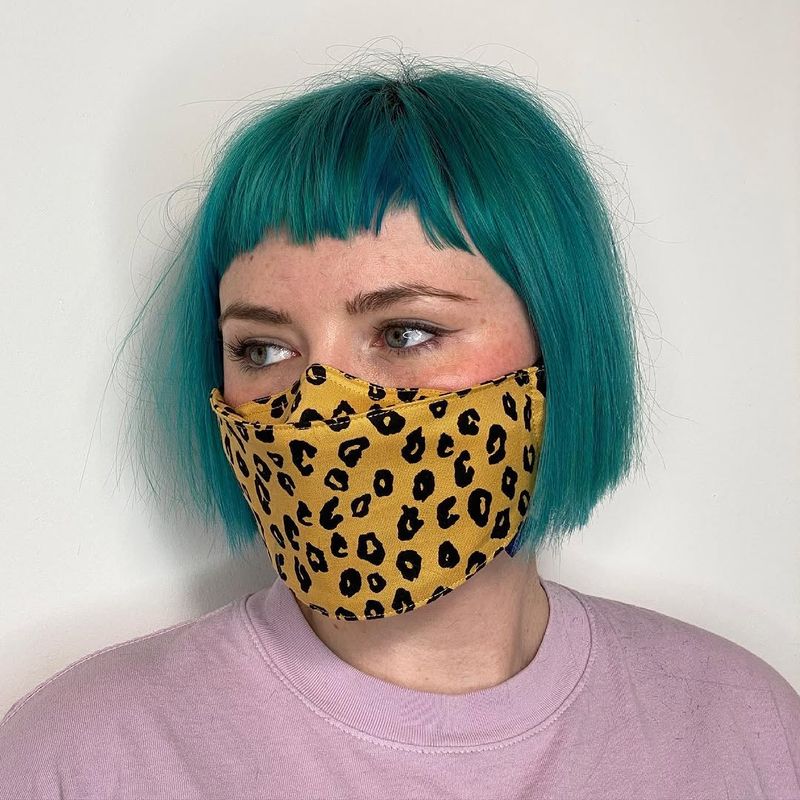 21. Teal Blue Bob with Micro Bangs
