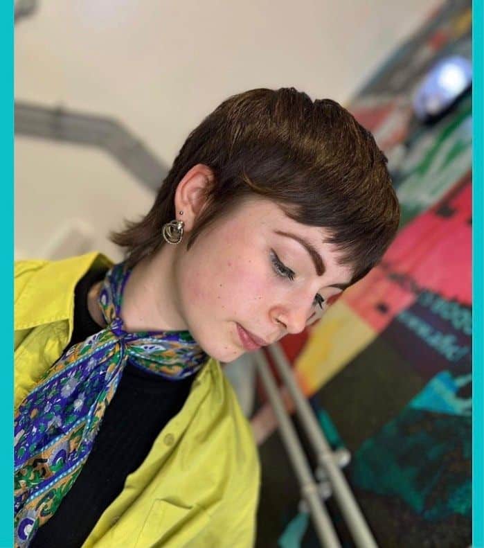 11. Textured Brown Pixie Mullet