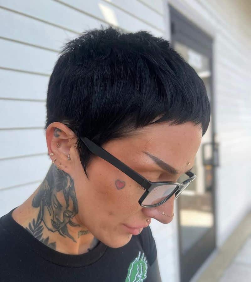 27. Textured Micro-Bangs with Tapered Sides