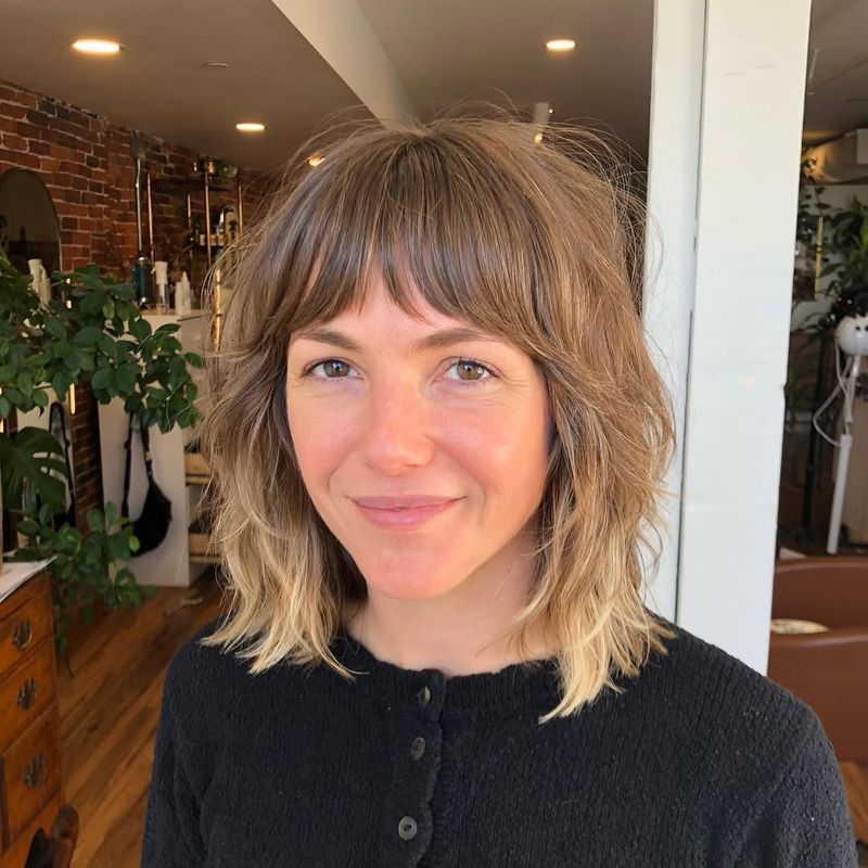 29. Textured Shag Bob with Soft Fringe