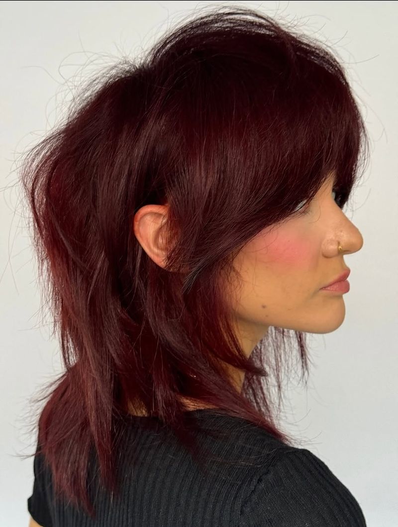 33. Textured Shag with Deep Burgundy Tones