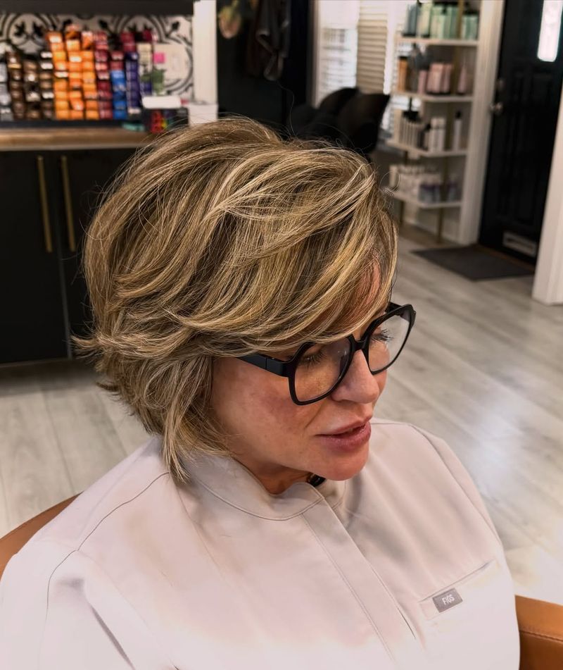 40. Tousled Blonde Layered Bob