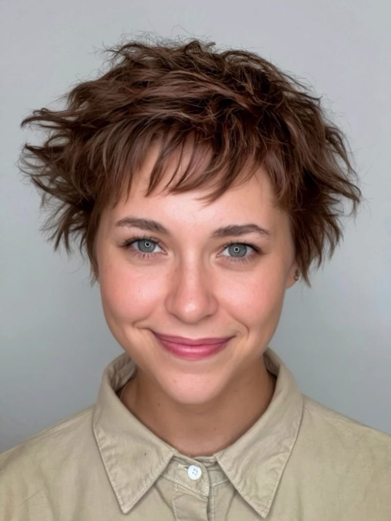 54. Tousled Chestnut Shag Pixie