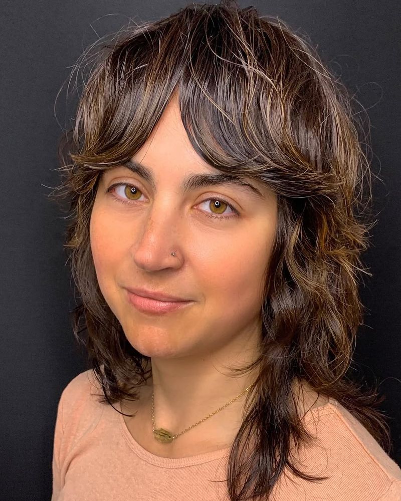 44. Tousled Chestnut Shag with Feathered Fringe