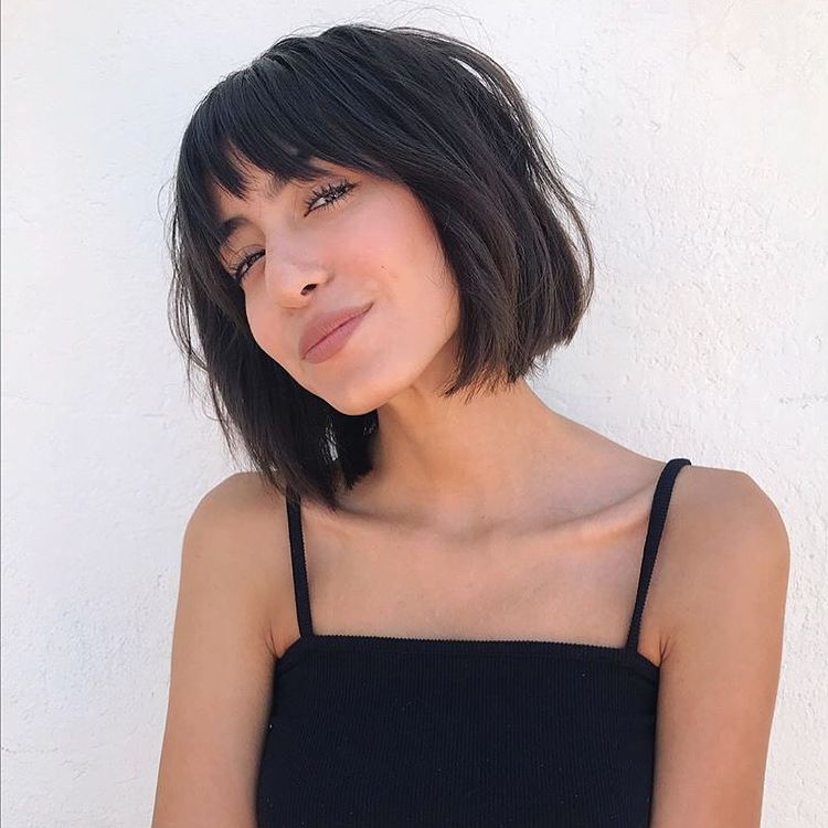 40. Tousled Dark Bob with Soft Bangs