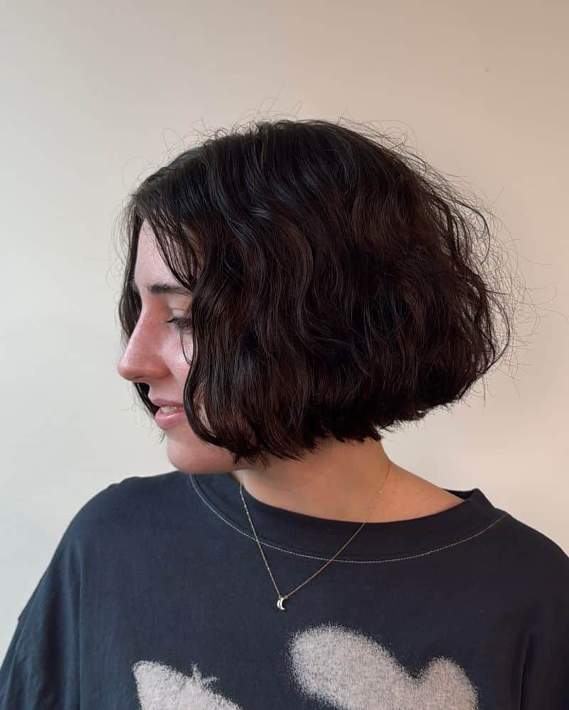 49. Tousled Dark Chocolate Bob