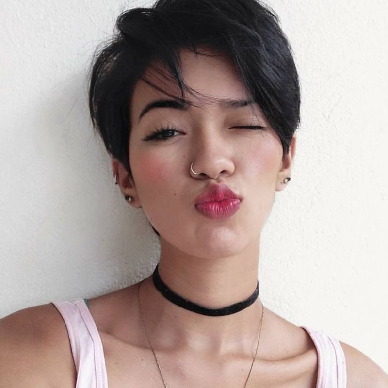 24. Tousled Dark Crop with Side-Swept Bangs