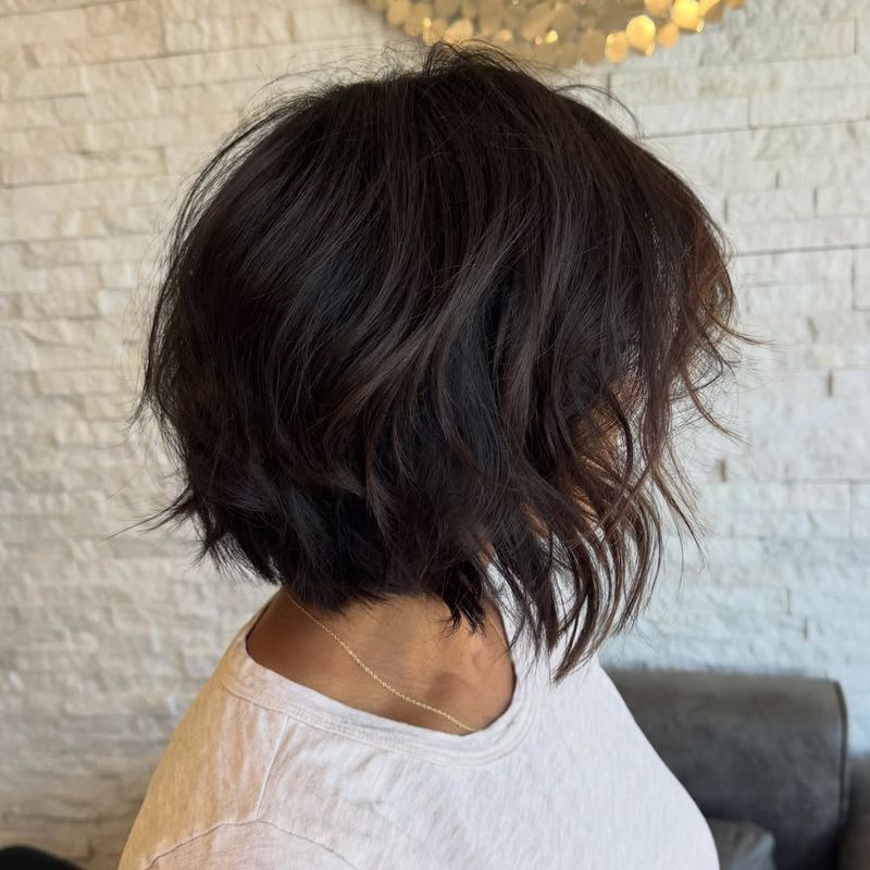 9. Tousled Dark Espresso Bob